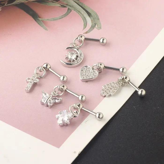 Boucles d'oreilles en cristal pour cartilage, mignonnes et romantiques en acier inoxydable, pour femmes, occasions spéciales, piercings helix daith
