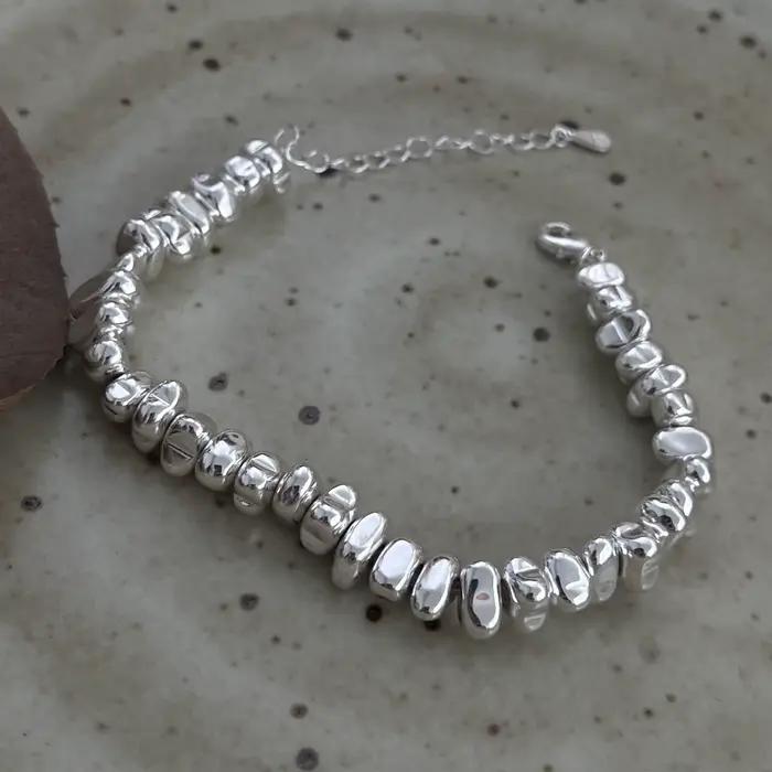 Bracelet rétro en argent sterling 925 perles en pierre faites à la main pour femmes et hommes occasions spéciales vintage