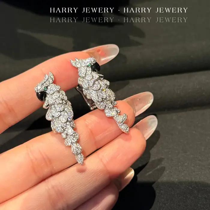 Bague en argent sterling 925 « Haute Joaillerie » motif perroquet