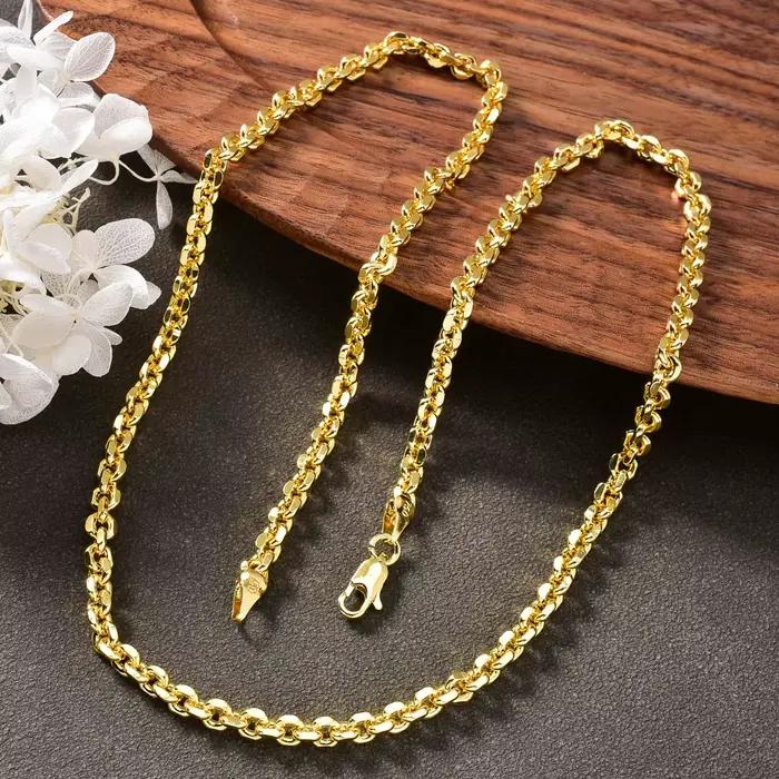 Collier italien 750 pour homme et femme, géométrique, diamant, entrelacé, différentes longueurs, convient pour les fêtes, les mariages, le hip-hop, le punk, cadeaux