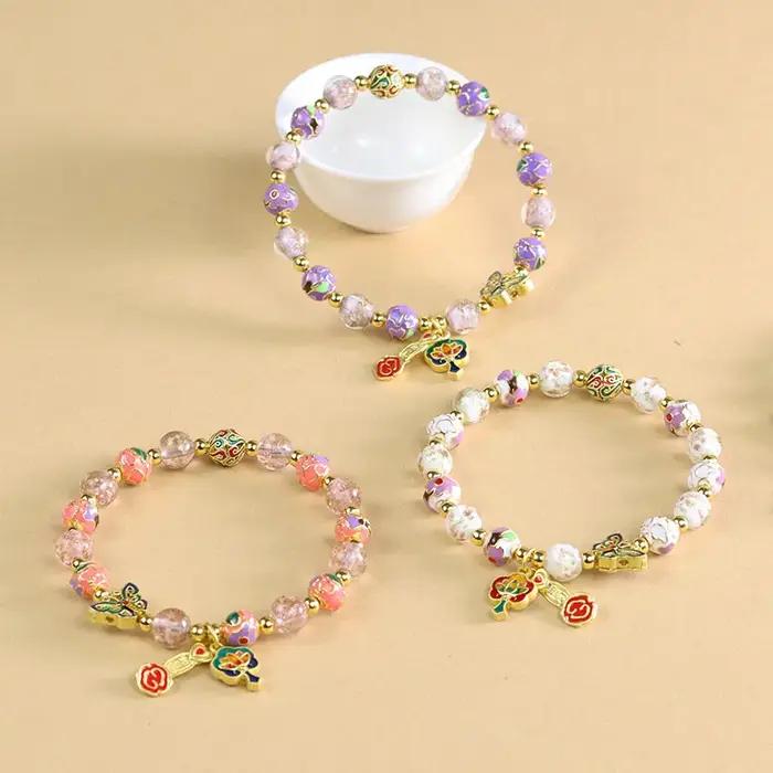 Bracelet Cloisonné Léger de Luxe pour Femmes Émail Cloisonné Style Religieux Occasions Spéciales