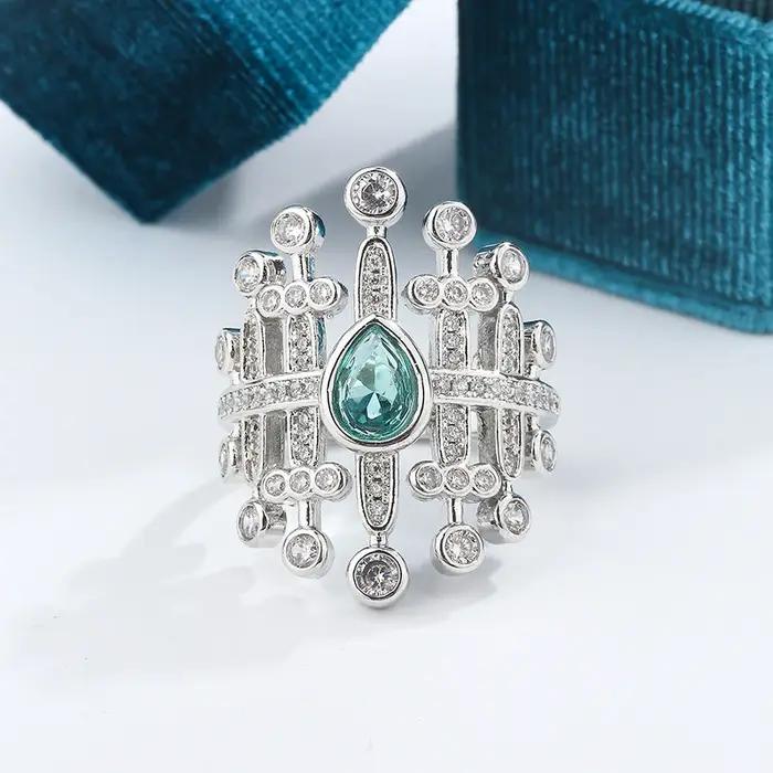 Bague en Zircon Paraiba scintillant pour femmes