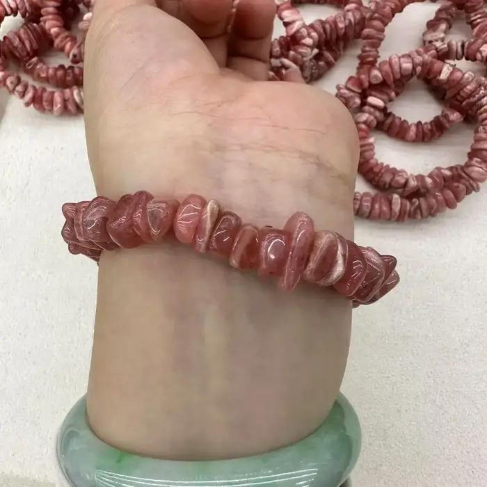 Bracelet de perles de rhodochrosite naturelle pour femme, pierre précieuse d'Argentine véritable, pi
