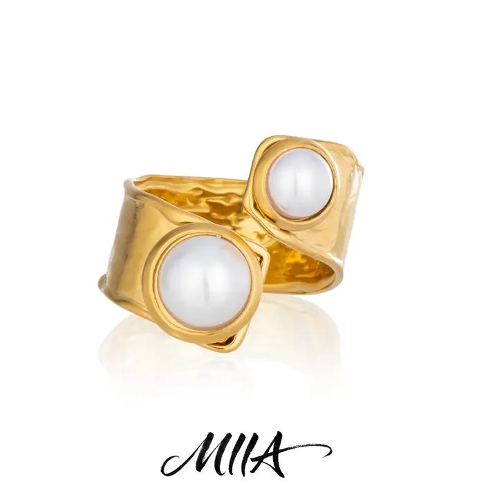 Bijoux Miia, élégantes bagues ouvertes ajustables en perles pour femmes