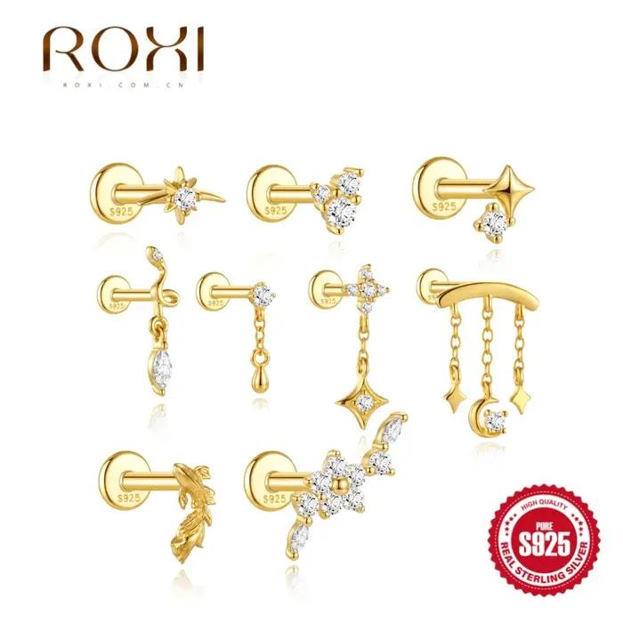Boucles d'oreilles ROXI argent sterling 925 motifs floraux poissons serpents bijoux romantiques et exquis pour femmes occasions spéciales