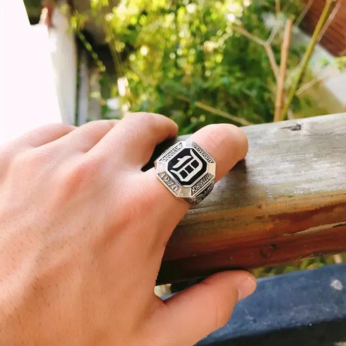 The Vampire Diaries anneaux réel 925 en argent Sterling Damon Salvatore bague mode Vintage Thai