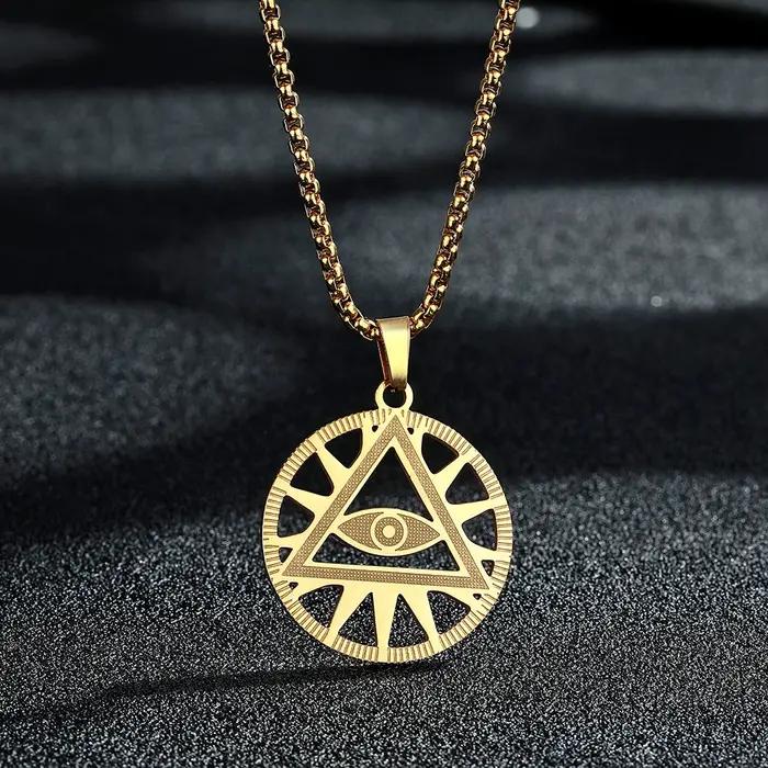 Collier avec pendentifs en forme de pyramide Illuminati pour femmes