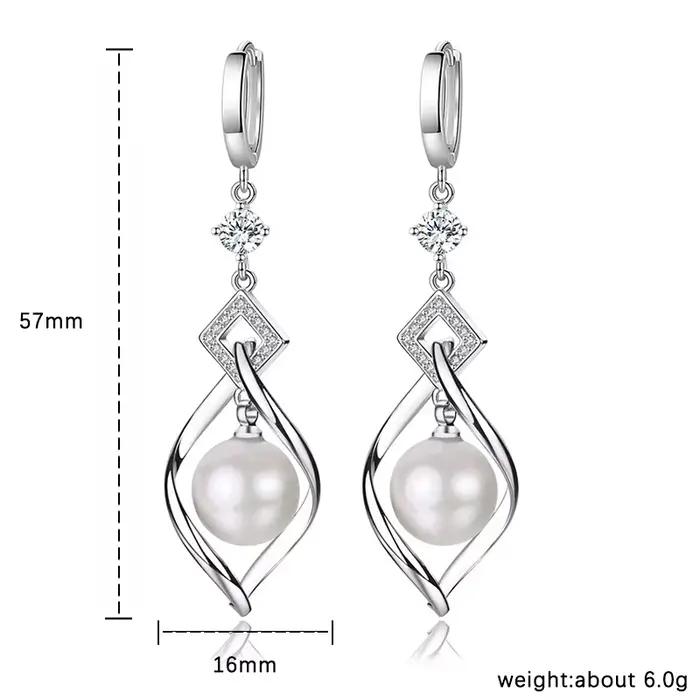 ALIZERO 925 en argent Sterling AAA Zircon boucles d'oreilles en perles naturelles pour les femmes mode magnifique bijoux de fête de fiançailles de mariage