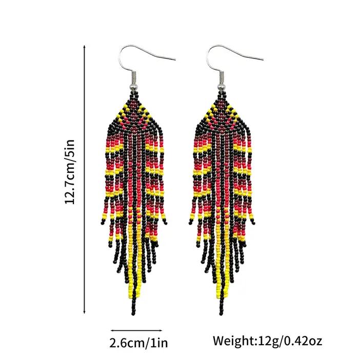 Boucles d'oreilles pendantes géométriques à franges