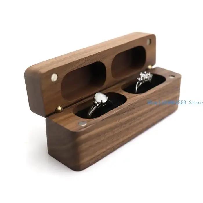 Boîte à alliances en bois décorative avec couvercle