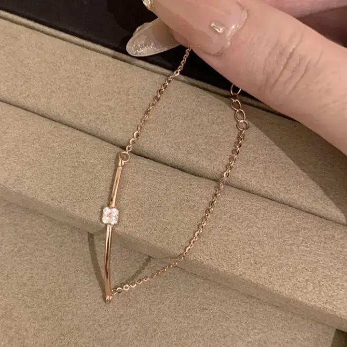 Bracelet ouvert carré en zircon ANENJERY pour femmes