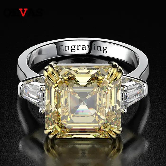 OEVAS 100% 925 argent Sterling haute teneur en carbone Citrine diamant pierres précieuses bague de fiançailles de mariage bijoux fins cadeau en gros