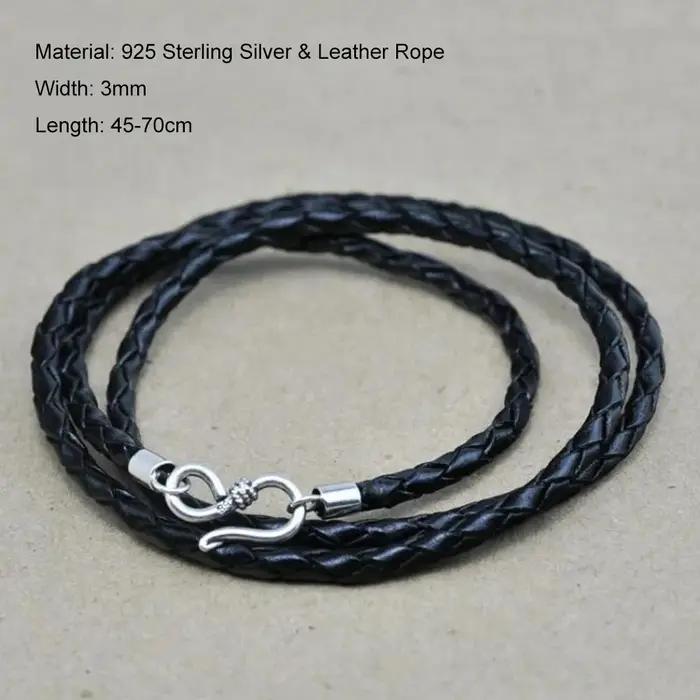 Collier tressé fait main en cuir véritable