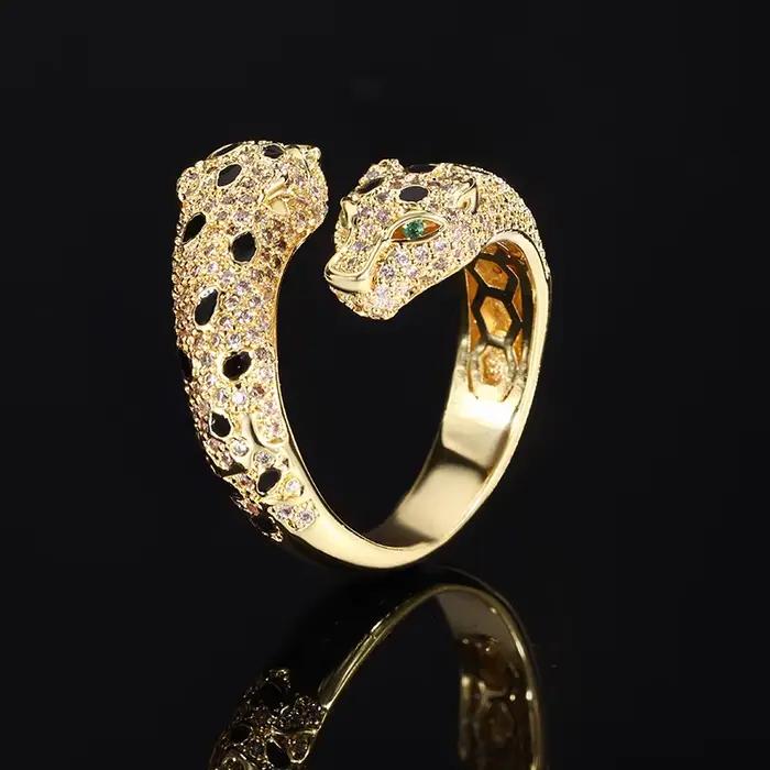 Bague léopard réglable avec motif animalier de Rotterdam, citroën unique, disponible en or et argent