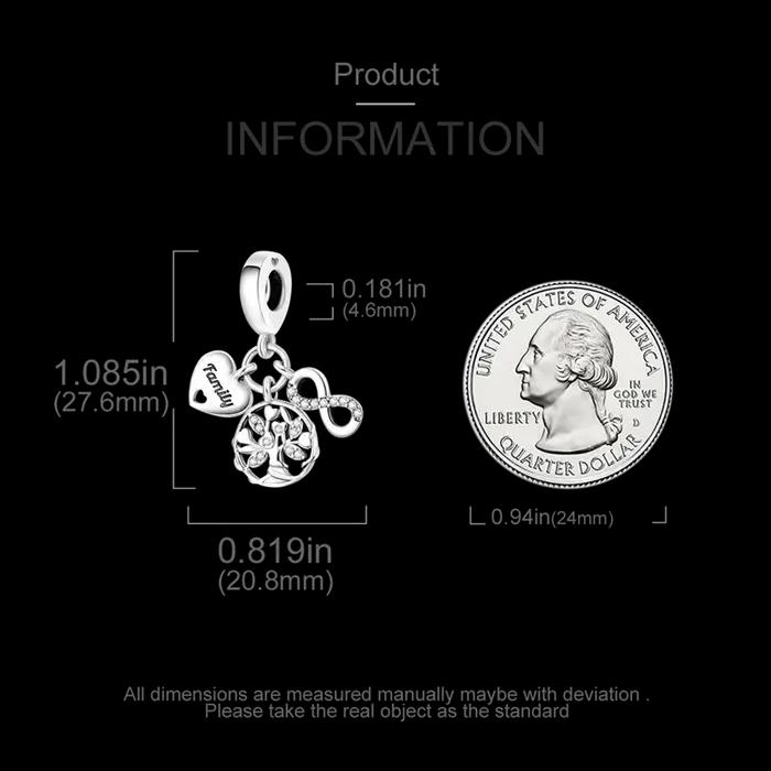 Pendentif à breloques arbre de vie en argent Sterling 925 avec zircone cubique