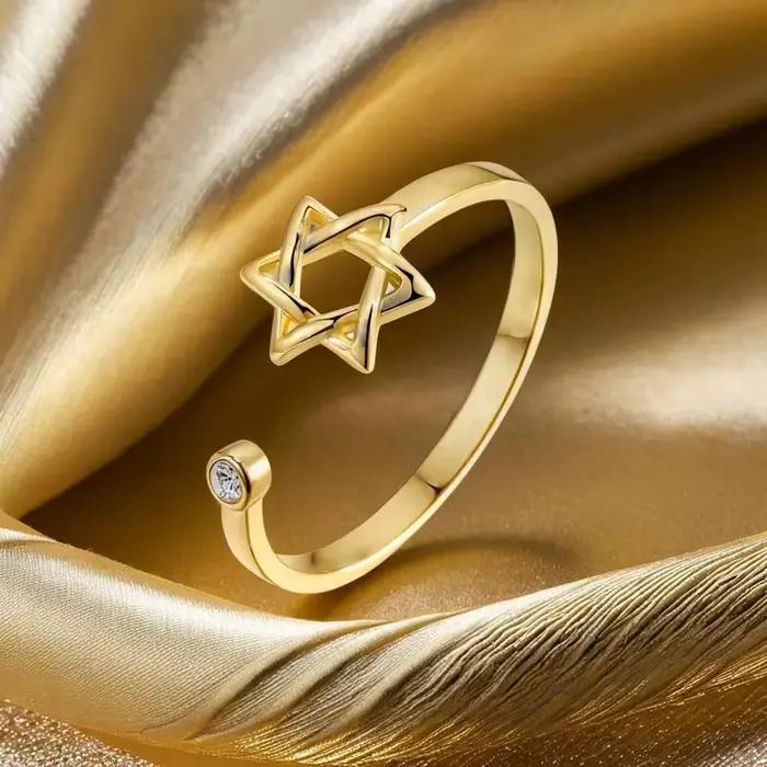 YILUOCD – bague juive en Zircon hexagonal creux pour femmes
