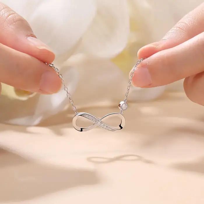 Collier Infinity en Argent 925 avec Moissanite Pretty Beauty pour Femme