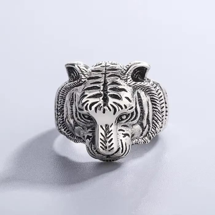 Bagues réglables en forme de tigre en argent Sterling 925 pour femmes et hommes, bijoux de luxe de s