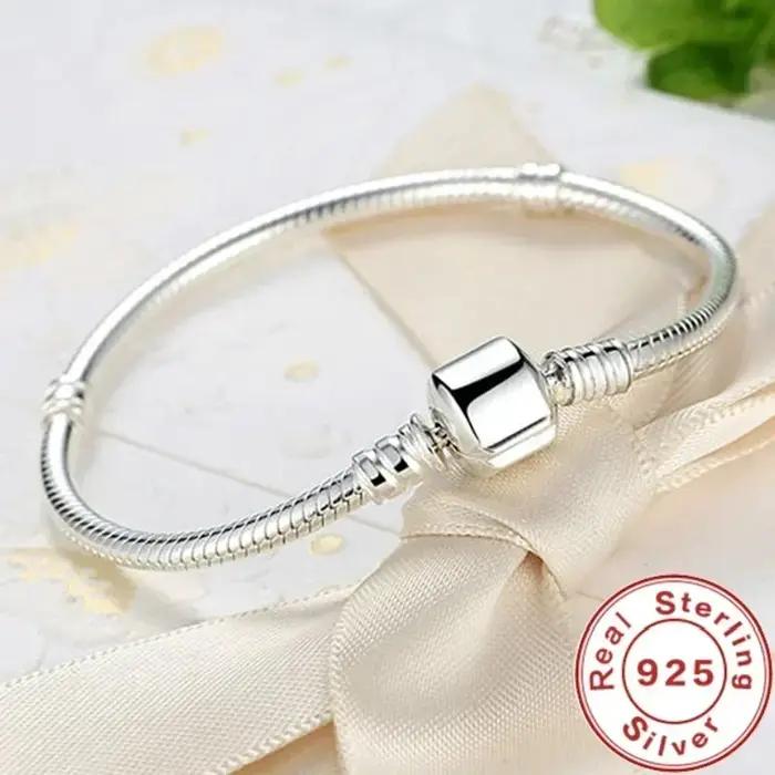 Bracelet en argent sterling 925 serpent à breloques plaqué or pour femmes engagements spéciaux