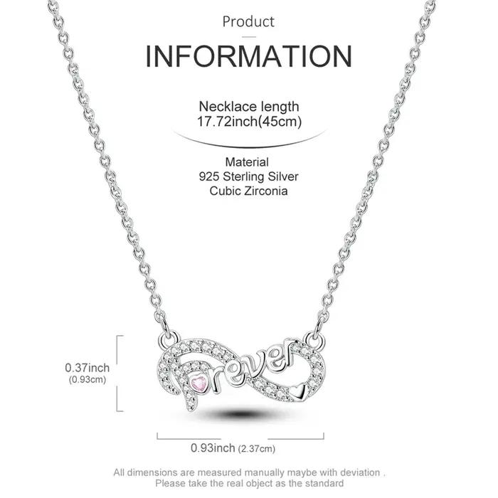 Collier en argent sterling 925 avec pendentif cœur infini en or rose