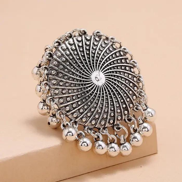 Bagues rondes en argent ethnique Boho pour femmes