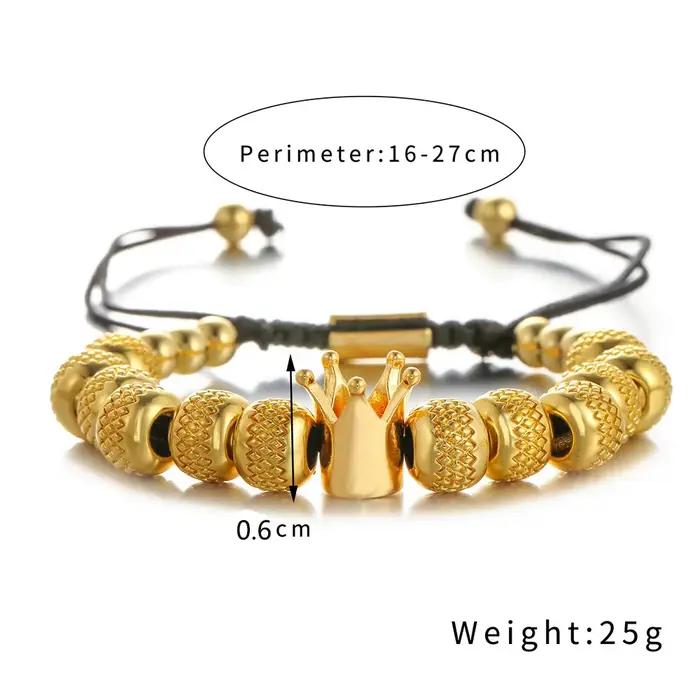 Bracelets à breloques couronne royale simples pour hommes et femmes