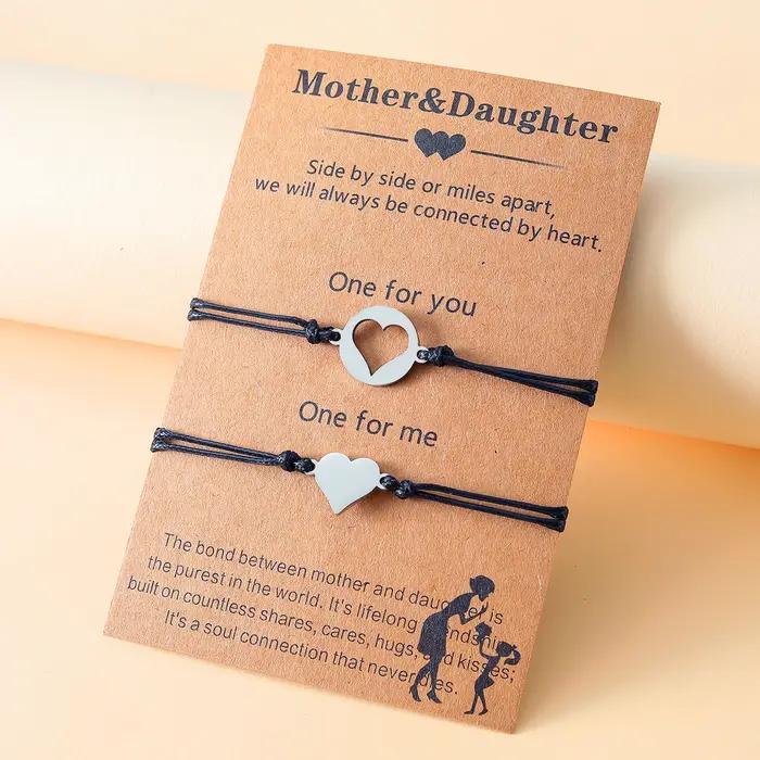Bracelets assortis en forme de cœur pour mère et fille