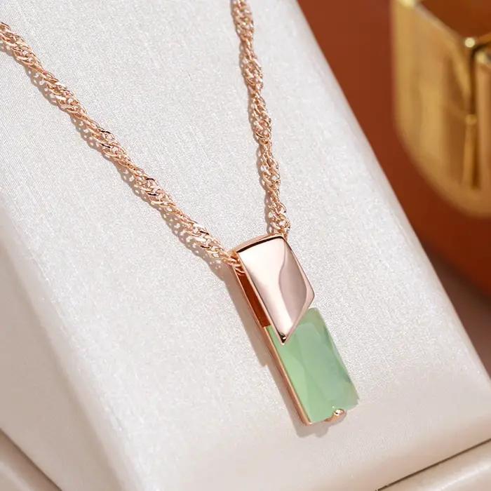 JULYDREAM brillant carré Design brume vert Zircon pendentif vague d'eau chaîne femmes collier de mariage élégant fête géométrique bijoux