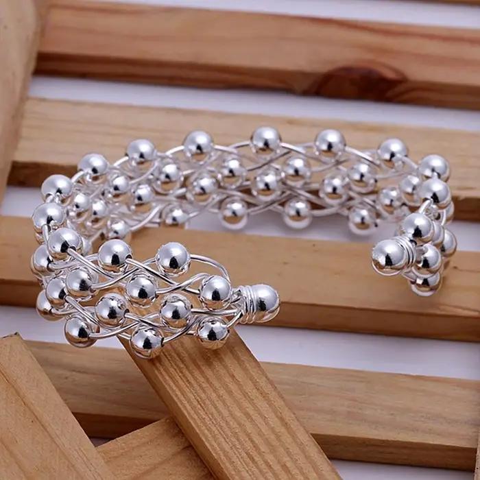 Vente en gros de bijoux pour femmes en argent sterling 925, bracelet exquis en forme de raisins sphériques pour femmes