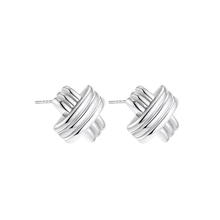 Boucles d'oreilles torsadées multicouches en acier inoxydable plaquées or pour femmes élégantes occasions spéciales mariage soirée chic