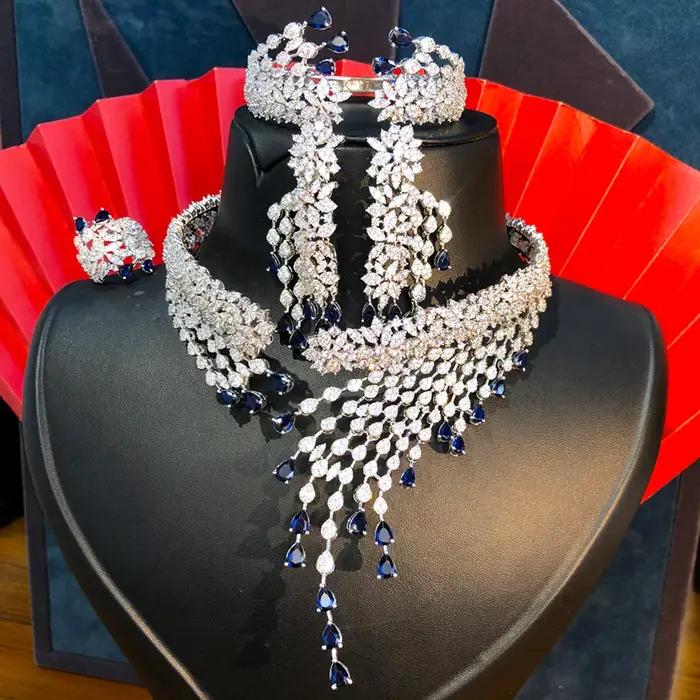 Ensemble de bijoux Missvikki plaqué rhodium pour femme avec pierres en oxyde de zirconium pour mariage et occasions spéciales