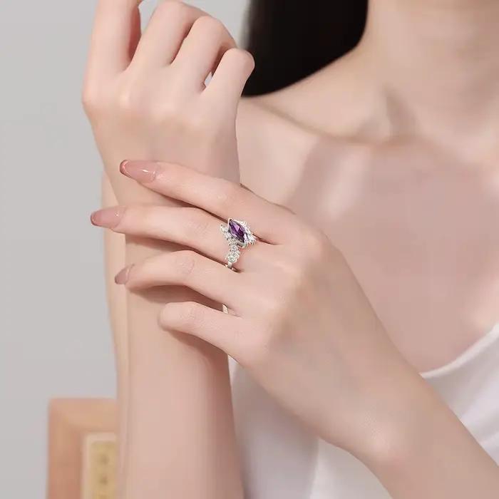 Bague ovale en argent Sterling 925 pour femmes