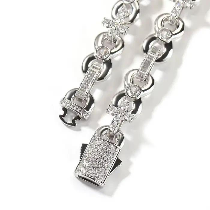 Collier Hip-hop pour hommes, bijoux haut de gamme, surface photosensible, croix infinie de 12mm, boucle de printemps, collier d'été (goutte d'eau cra