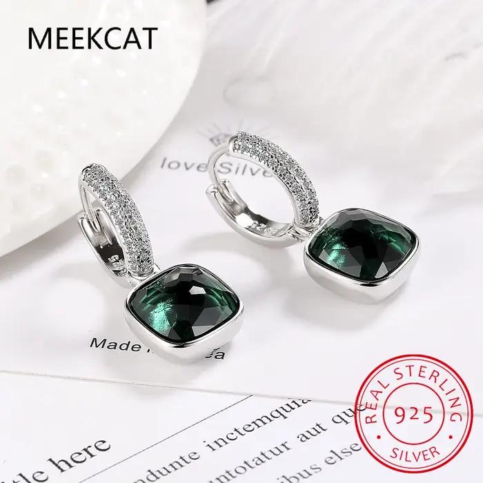 Boucles d'oreilles en argent regardé 925 avec cristal occidental