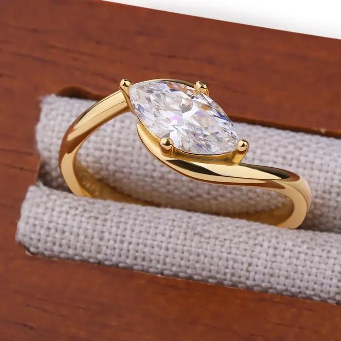 BXINY 1/2CT Marquise Moissanite bague S925 argent plaqué or 18K pour femmes hommes Solitaire alliance cadeau bijoux fins avec GRA