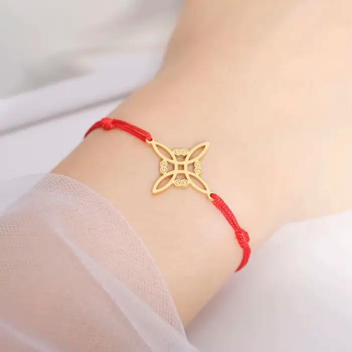 LIKGREAT Bracelet noeud de sorcière irlandaise pour femmes hommes noeud celtique corde tissée bijoux acier inoxydable amulette Talisman cadeau d'anniversaire