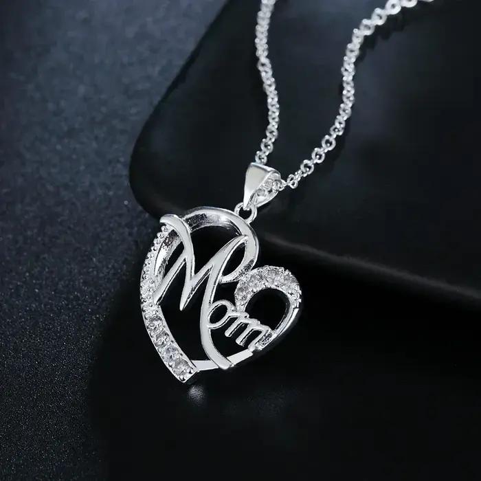 Cadeaux de fête des mères chauds 925 breloque en argent Sterling élégant maman AAA Zircon coeur pend