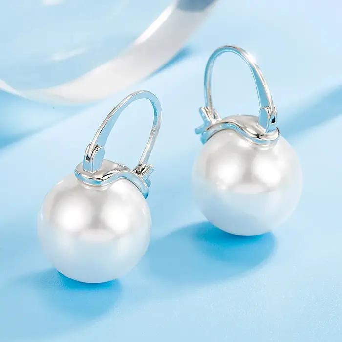Boucles d'oreilles boule ronde en argent regardé S925 pour femme