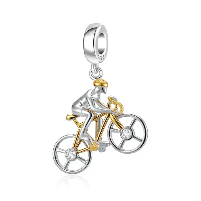 Breloque en argent Sterling 925 pour femmes symbole de voyage et de sport motorisé adaptable aux bracelets originaux et accessoires pour femmes occasions spéciales