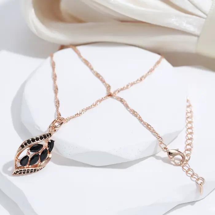 SYOUJYO – collier avec pendentif pavé en Zircon naturel noir pour femmes