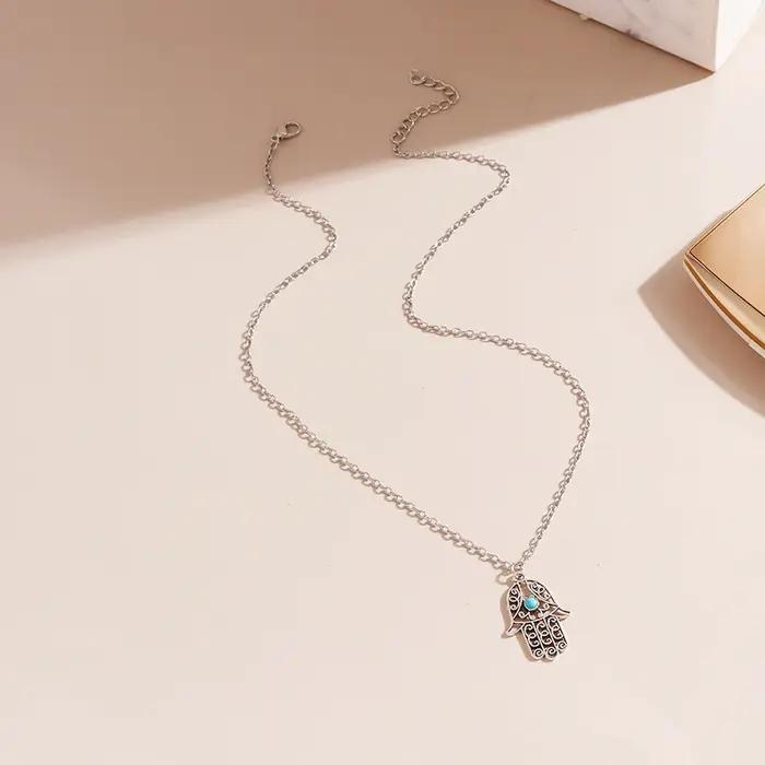 Collier ethnique Aihua avec pendentif main de Fatma pour femmes et hommes