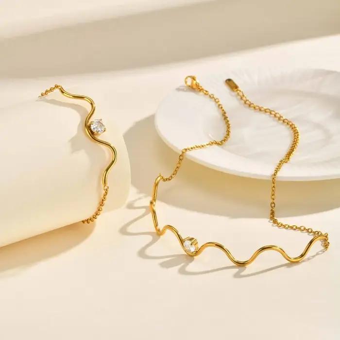 Tigrade – collier rond ondulé en zircone pour femmes