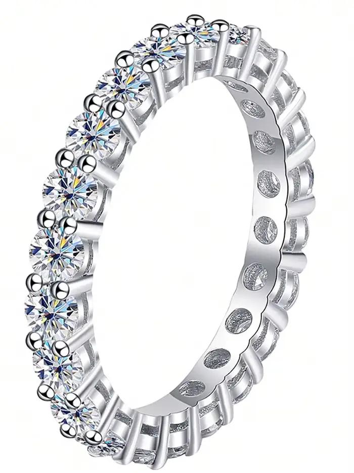 Bague classique en argent Sterling 925 pour femmes, bague simple en Zircon à une rangée, fiançailles
