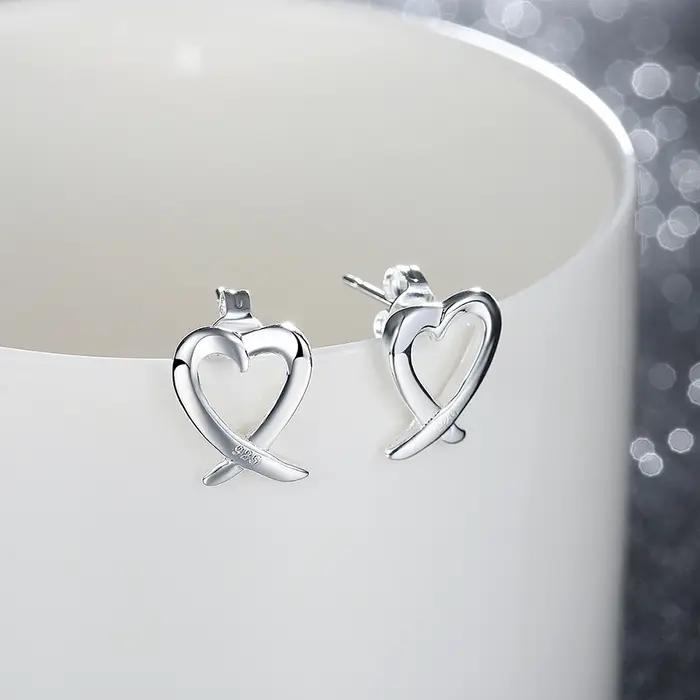 Boucles d'oreilles en forme de cœur en argent Sterling 925
