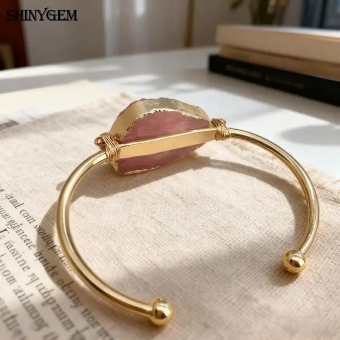 Bracelet pour femmes SHINYGEM Bijoux Guérison Cristal violet rose Enroulement manuel Améthyste naturelle irrégulière