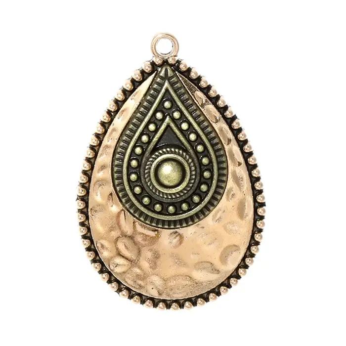 Pendentif en forme de larme style rétro vintage ethnique bohème en alliage de zinc pour création de bijoux personnalisés pour femme