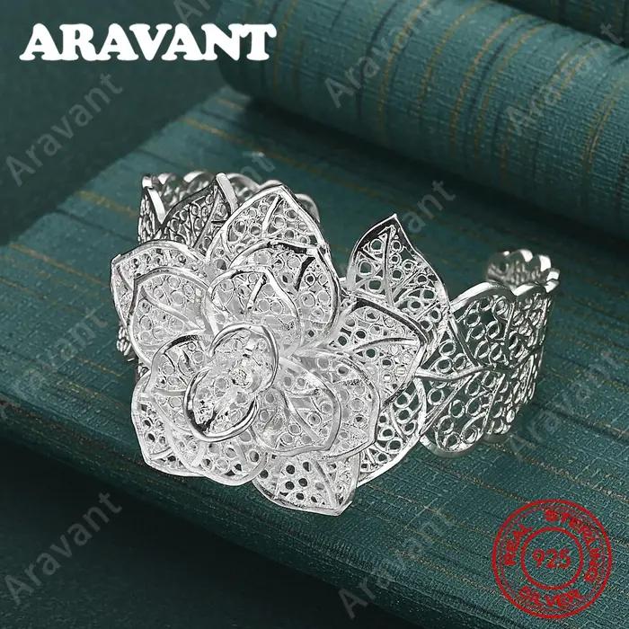 Bracelet à fleurs ajourées en argent Sterling 925