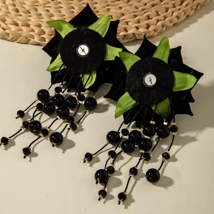 Boucles d'oreilles colorées fleur rose 3D