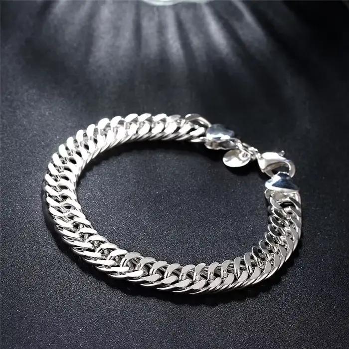 Bracelet à breloques en argent regardé 925 pour hommes et femmes