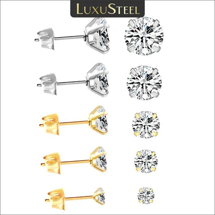 Boucles d'oreilles de luxe en cristal de zircon pour homme et femme modernes avec piercings cartilagineux anti-allergiques occasions spéciales